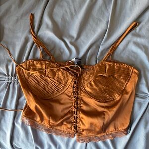 Forever 21 Rust Corset Top with Lace Detail